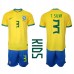 Tanie Strój piłkarski Brazylia Thiago Silva #3 Koszulka Podstawowej dla dziecięce MŚ 2022 Krótkie Rękawy (+ szorty)